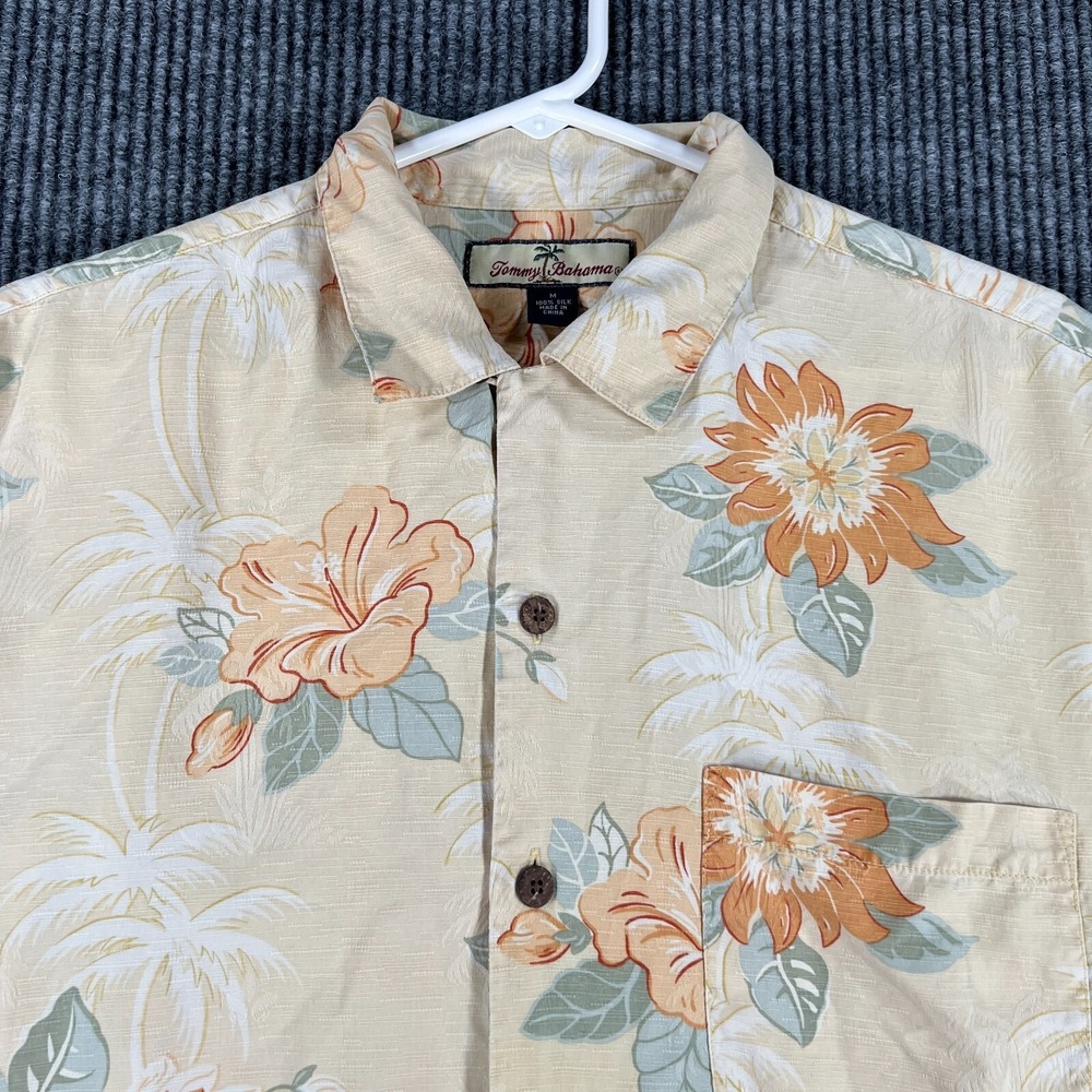 Tommy‎ Bahama Shirt Mens Medium Floral Short Sleeve Button Up Hawaiian Casual